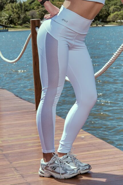 Legging Sandra Branca C/Tela
